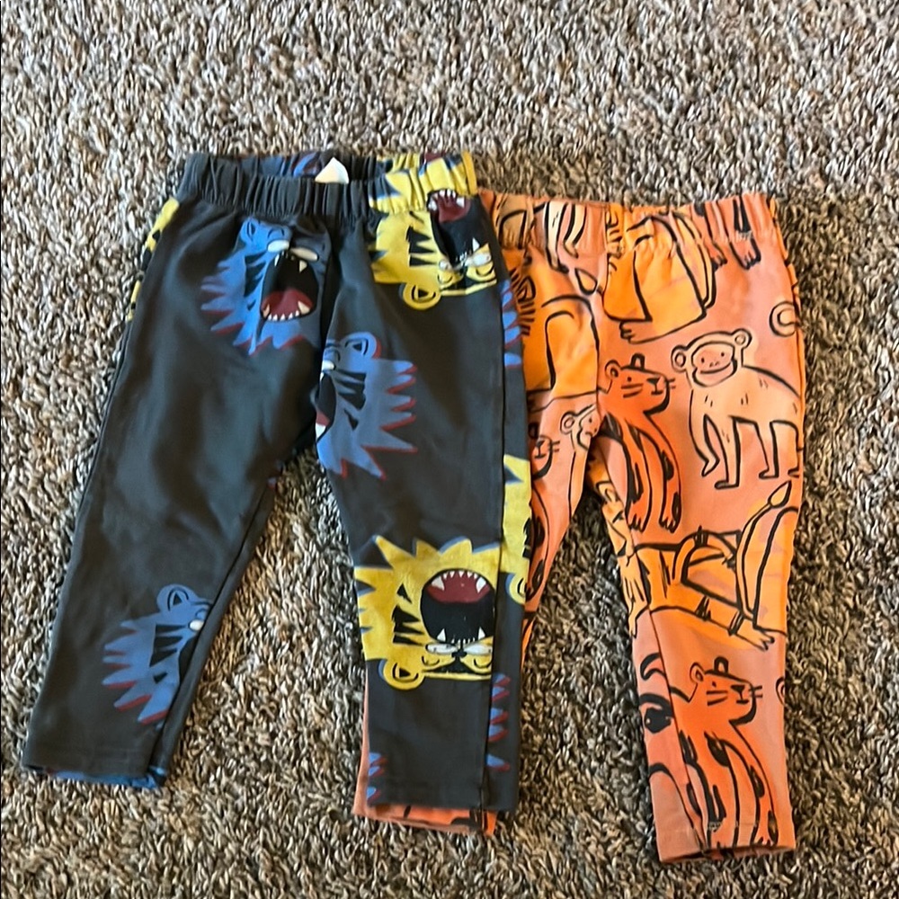 Zara Gray Tiger and Orange Dinosaur Leggings 18-24 months